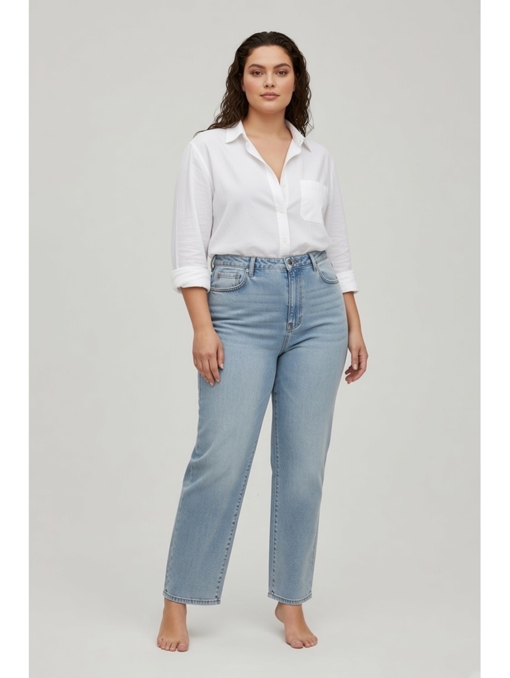 Seven7 Women's Light Wash Straight Leg Jeans Size 22W